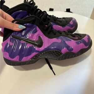 Nike Black and Purple Foamposite Sneakers